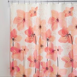 🌸 Coral/Pink Hibiscus Flower Shower Curtain 🌸